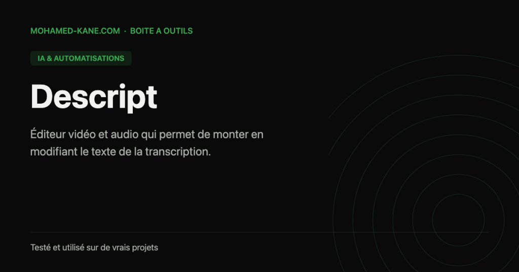 Descript — fiche outil IA