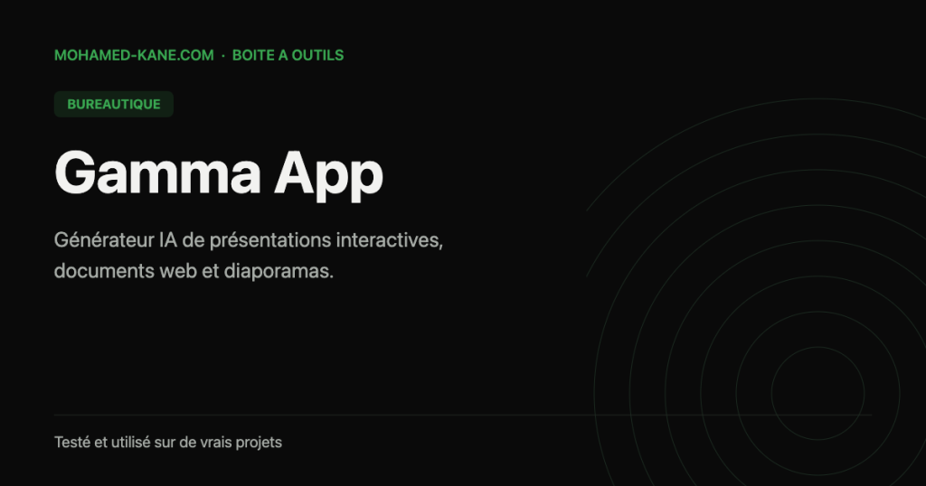 Gamma App — fiche outil IA