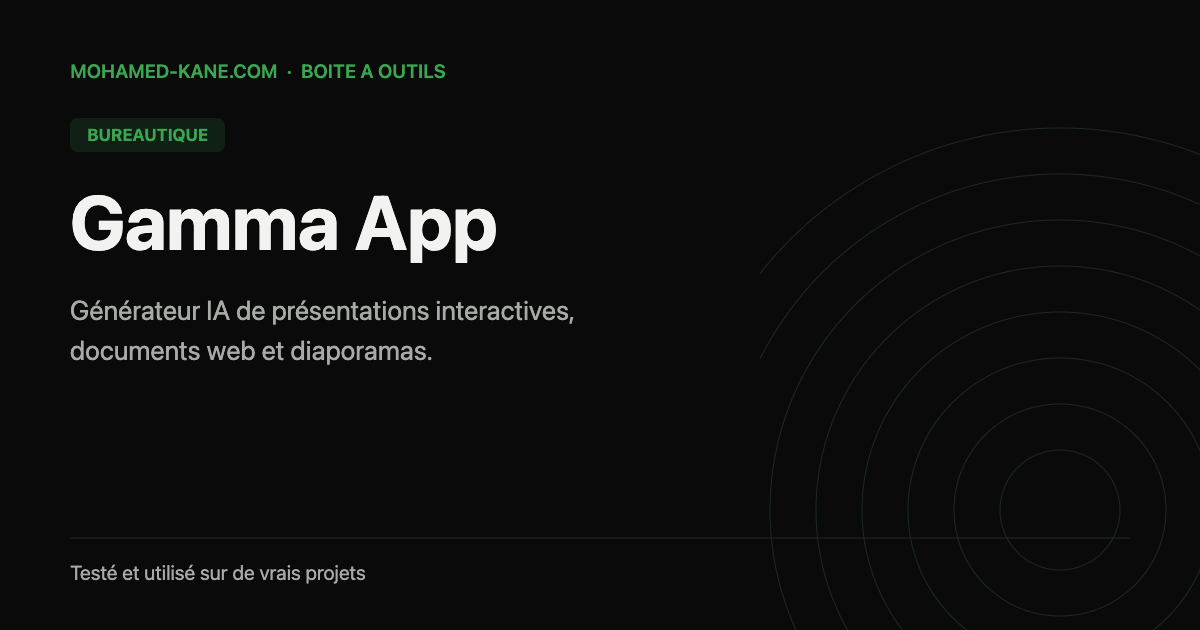 Gamma App, outil IA testé par Mohamed Kane