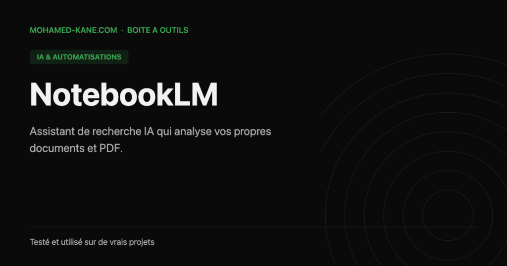 NotebookLM — fiche outil IA