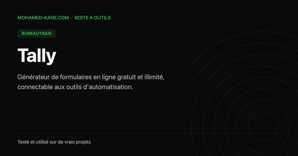 Tally — fiche outil IA